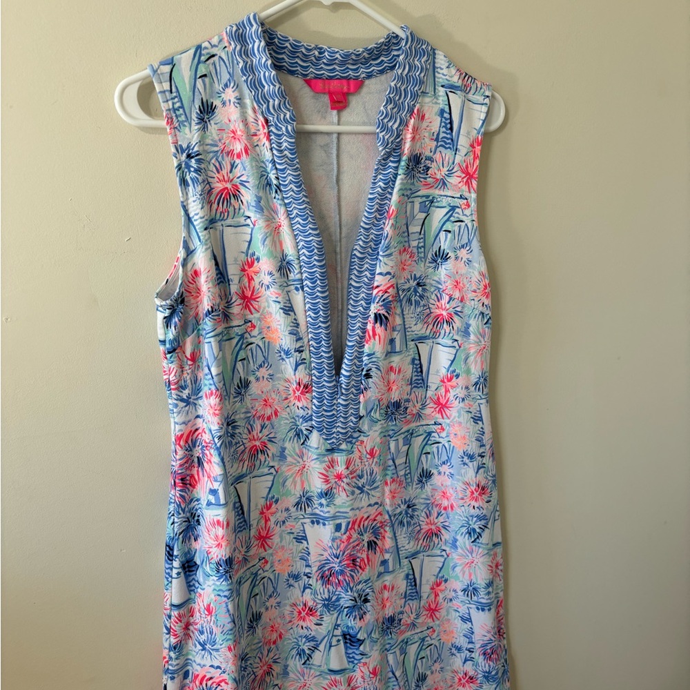 Lilly Pulitzer Larsen Shift Dress Sea to Shining Sea Engineered Shift Dress Sz M - Picture 5 of 12